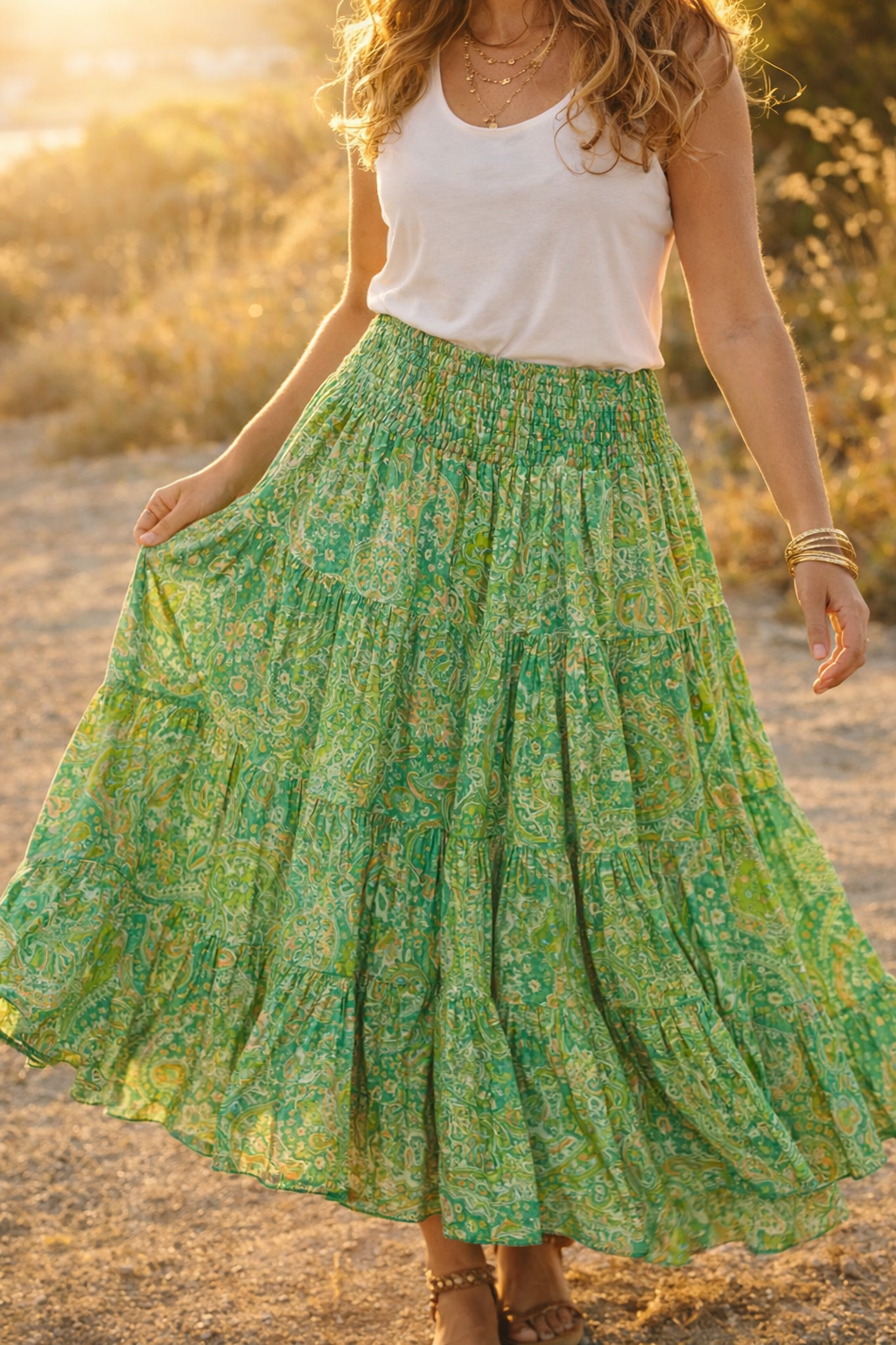 Bohemian Silk Maxi Skirt – One Size