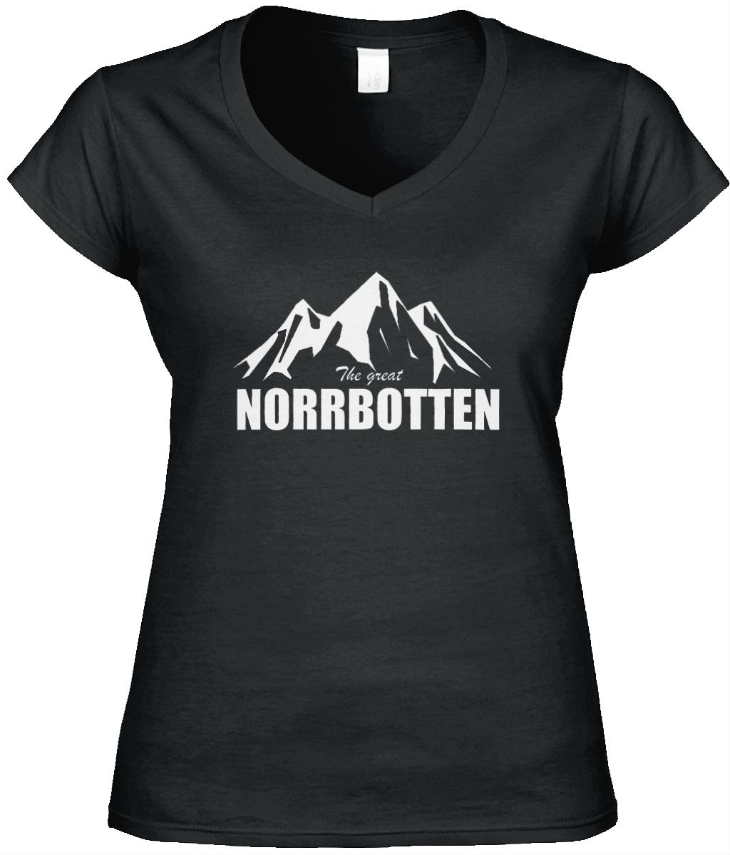 The Great Norrbotten – Svart V-ringad T-shirt (Dam)