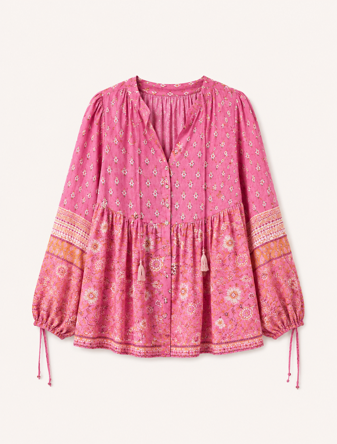 Bohemisk blus i rosa
