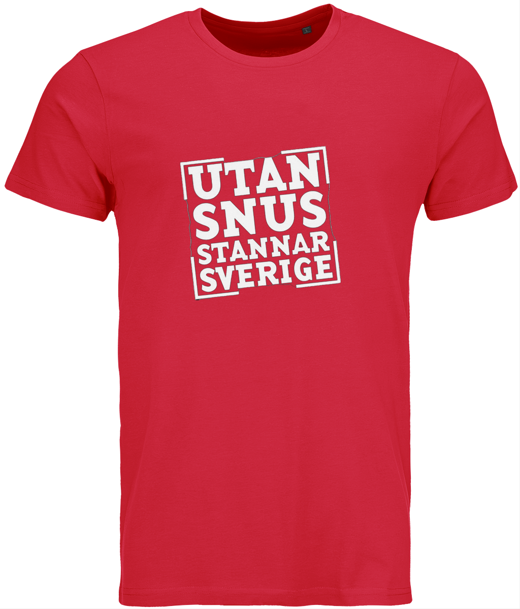 T-shirt Utan snus stannar Sverige –röd
