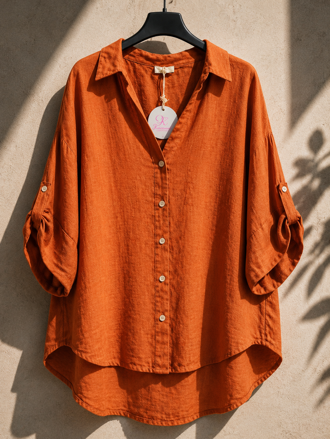 Linneskjorta i varm terracotta – avslappnad elegans
