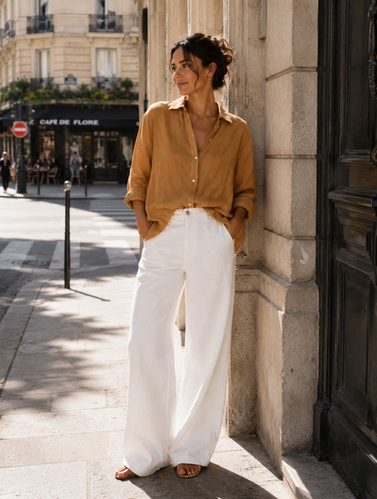 Linneskjorta Oversized – Camel
