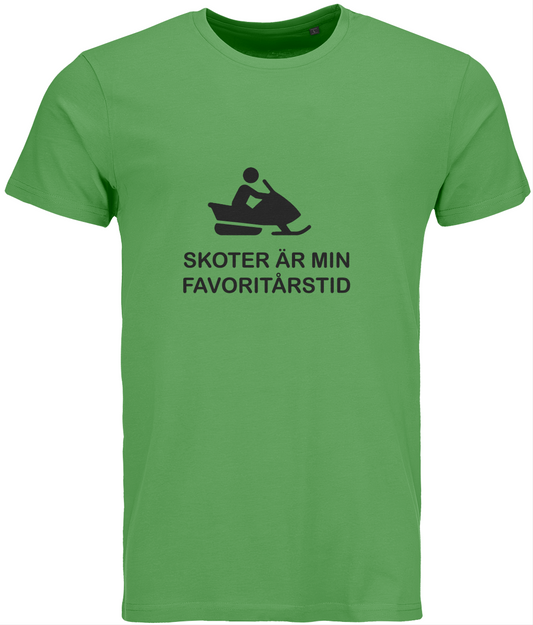 T-shirt – "Skoter är min favoritårstid" grön