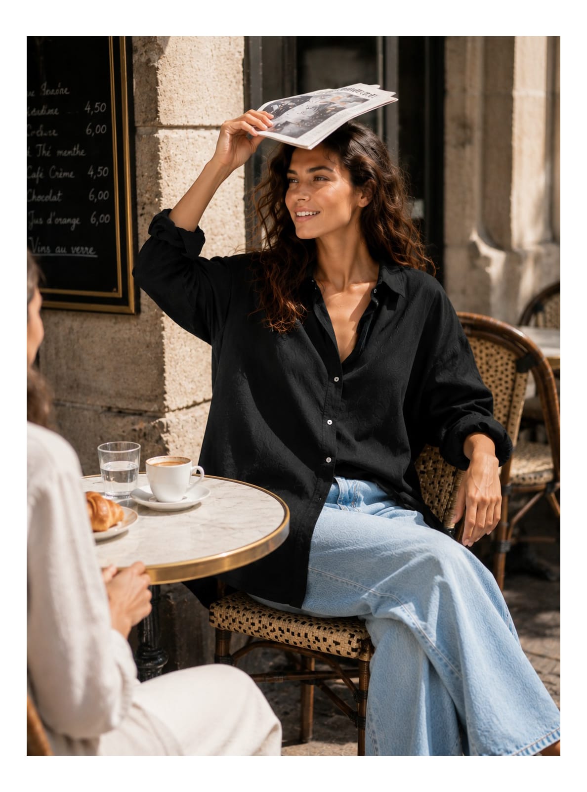 Linneskjorta Oversized – Svart