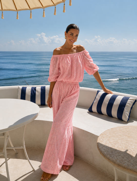 Broderade bomullsbyxor – sommarens mest effortless look i rosa ☀️