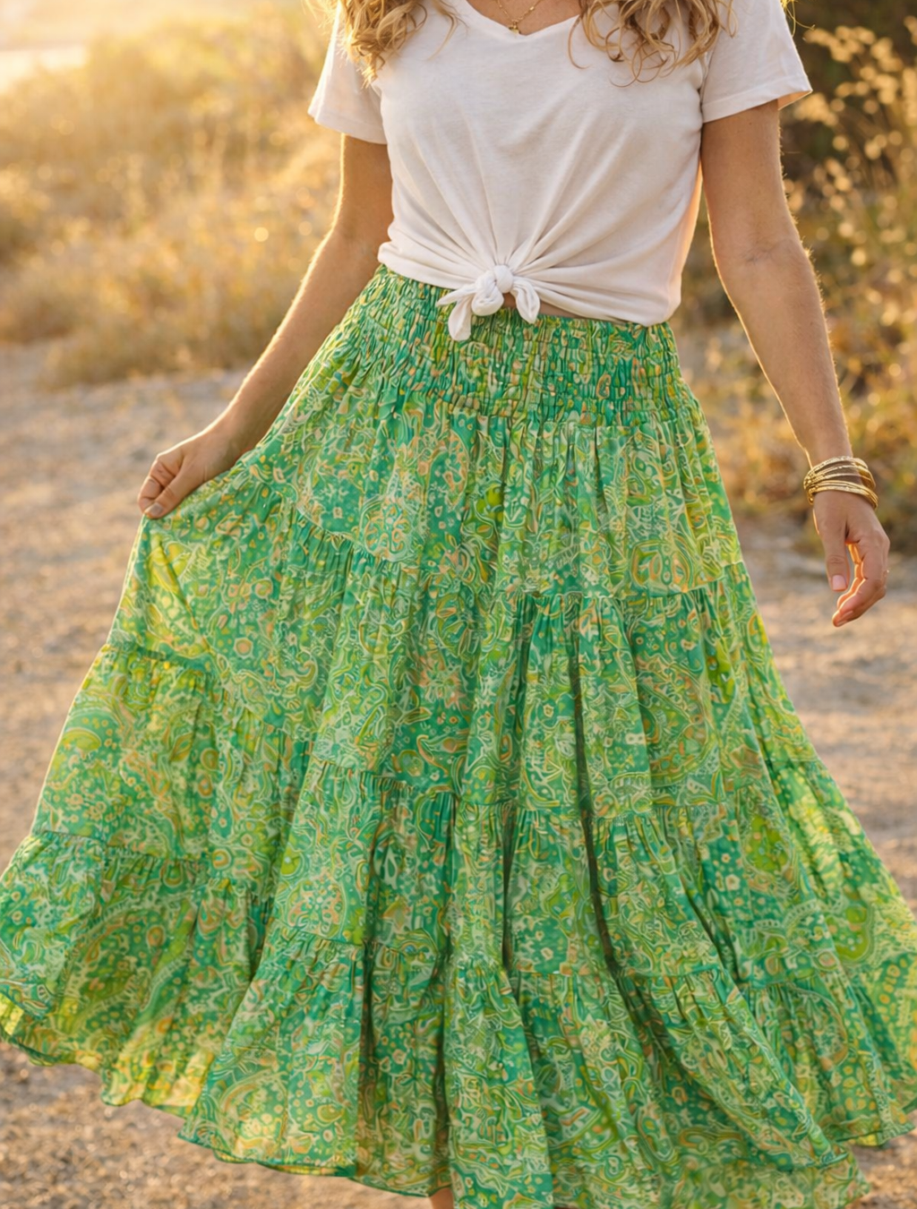 Bohemian Silk Maxi Skirt  – One Size