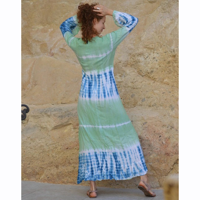 🌿 Megan Tie Dye Wrap Dress – Boho Romance