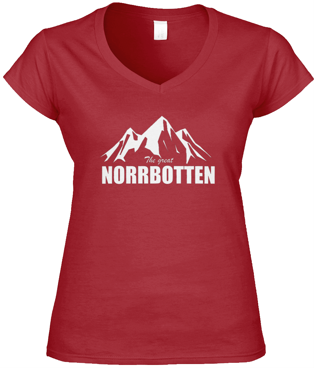 The Great Norrbotten – Röd V-ringad T-shirt (Dam)
