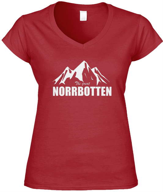 The Great Norrbotten – Röd V-ringad T-shirt (Dam)