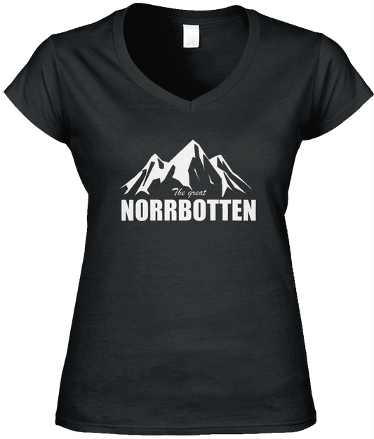 The Great Norrbotten – Svart V-ringad T-shirt (Dam)