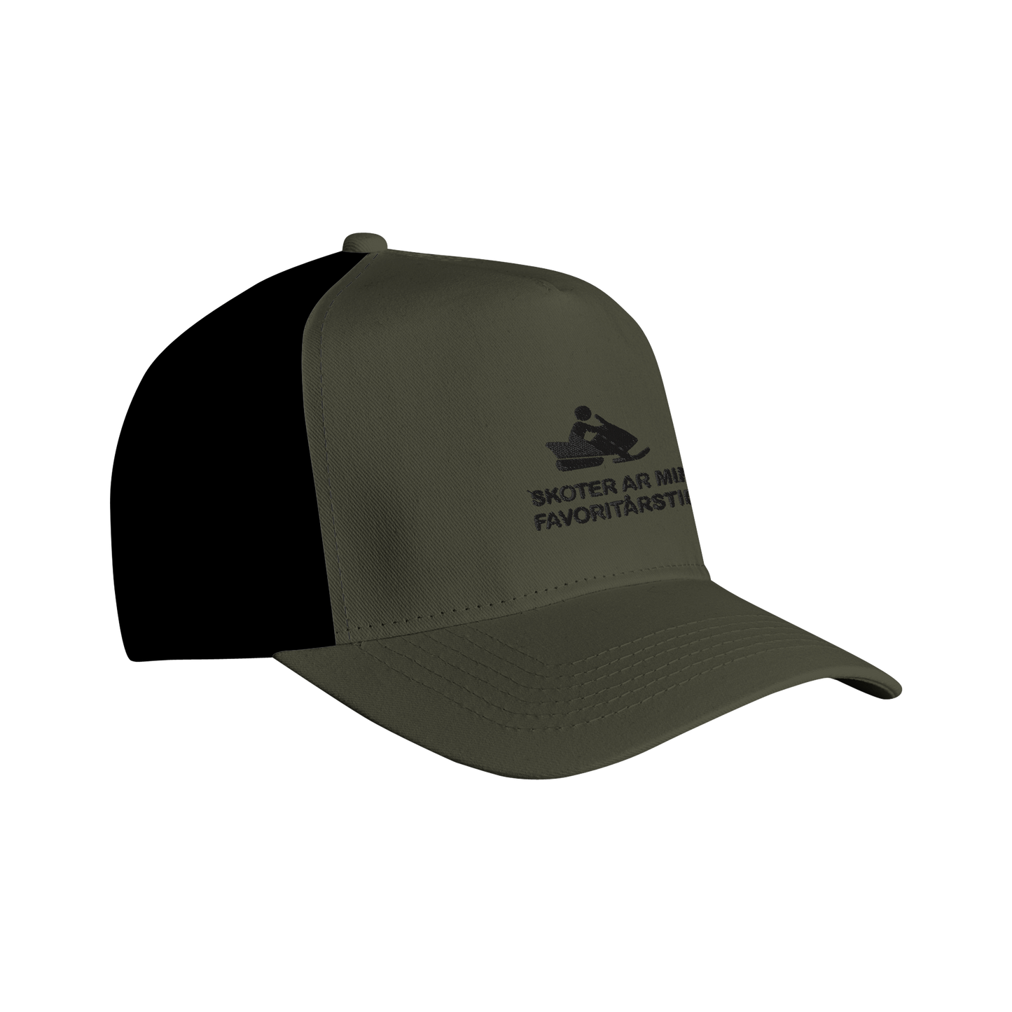 Snapback Trucker keps med brodyr Khaki/svart