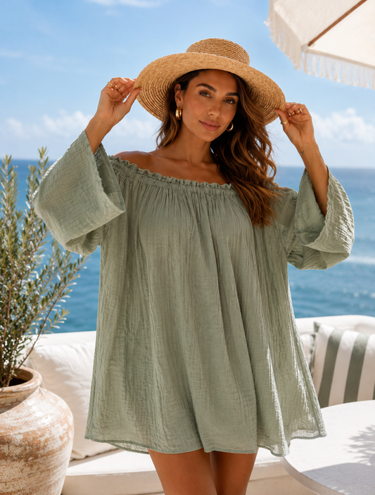Off shoulder top khaki