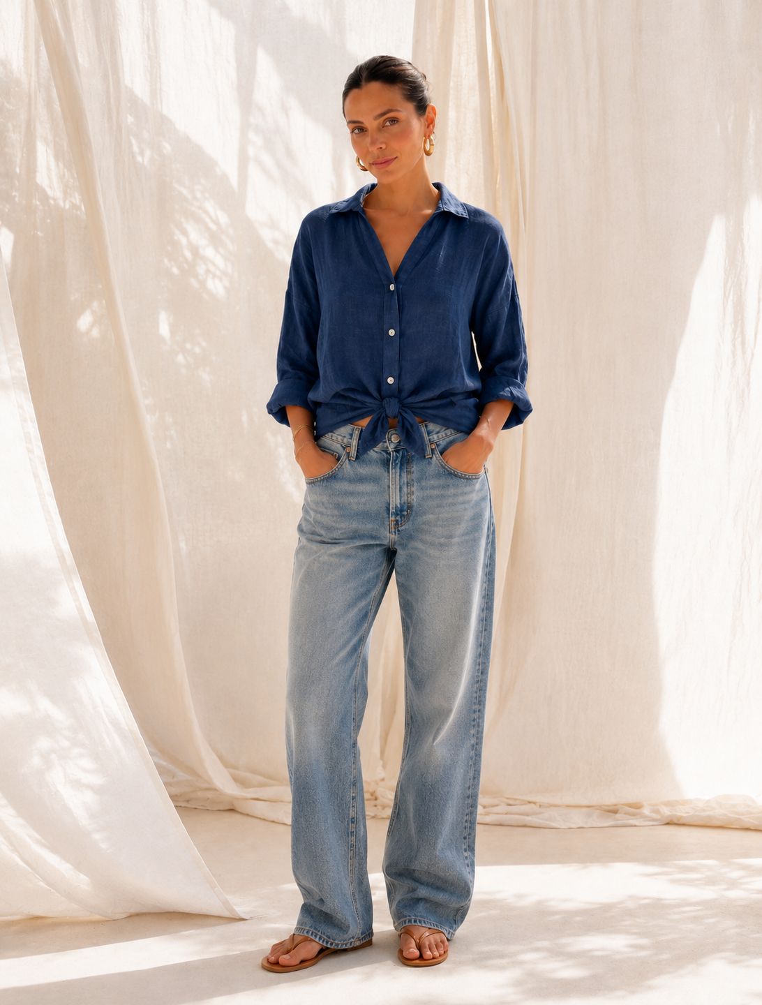 Linneskjorta Oversized – Navy