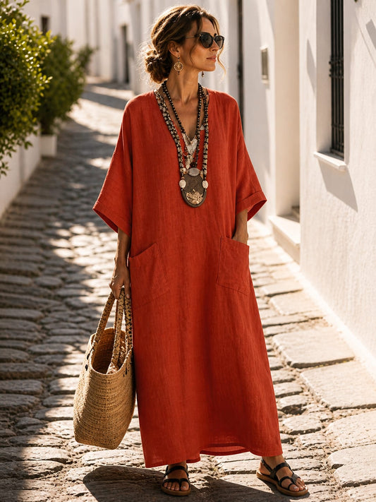 🌿 Boho Romance Klänning – Red berries