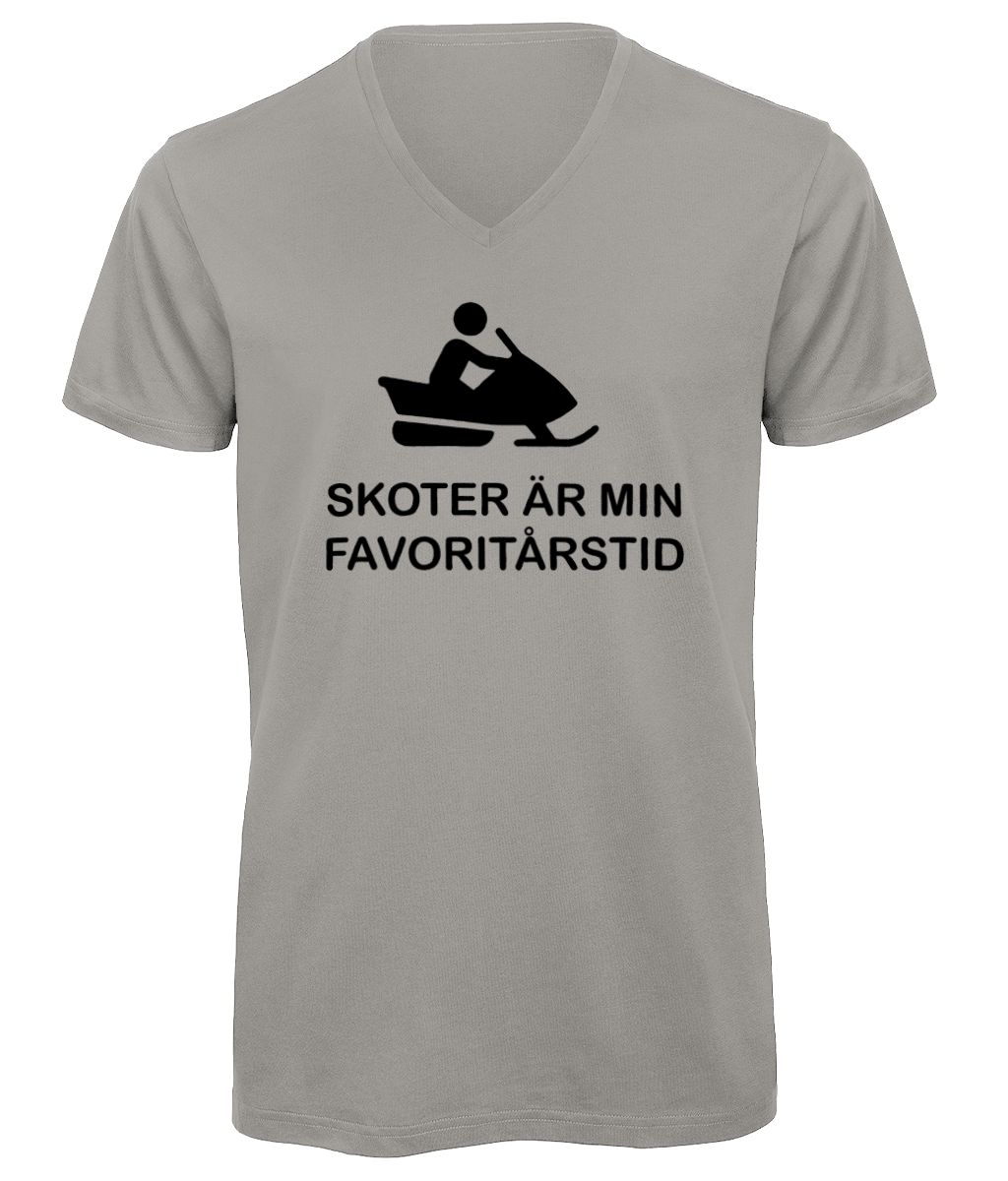 V-ringad Skoter favoritårstid T-shirt - olika färger