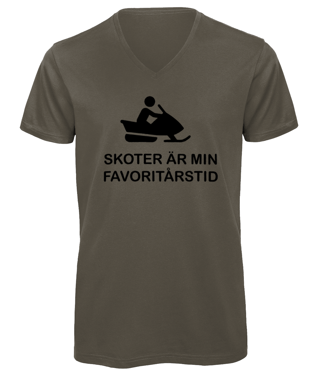 V-ringad Skoter favoritårstid T-shirt - olika färger