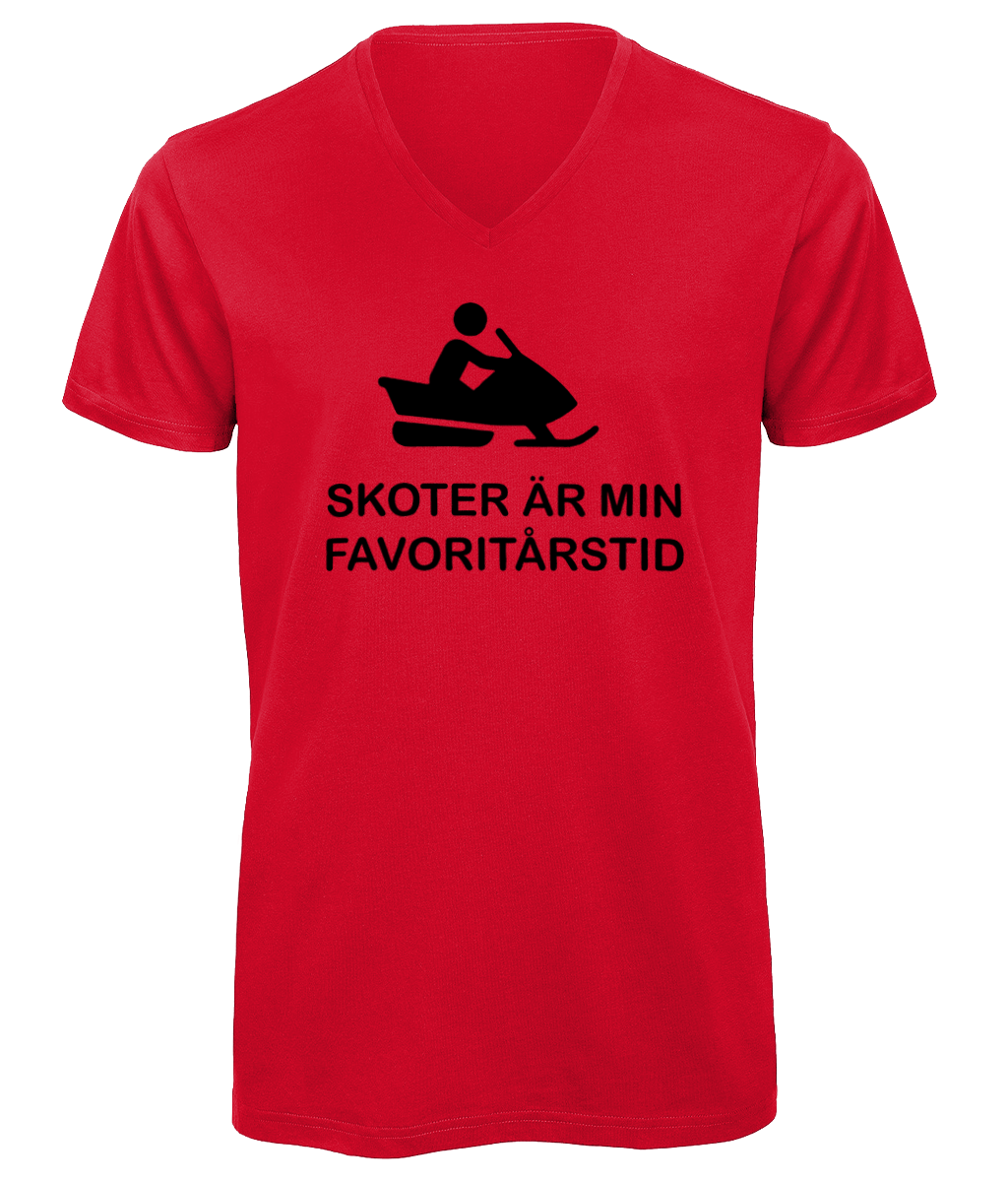 V-ringad Skoter favoritårstid T-shirt - olika färger