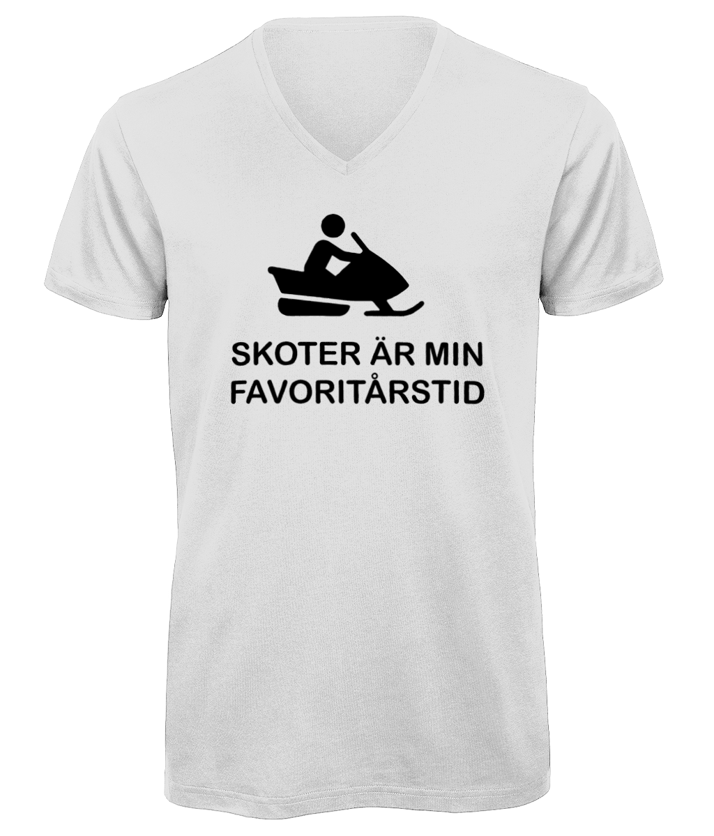 V-ringad Skoter favoritårstid T-shirt - olika färger