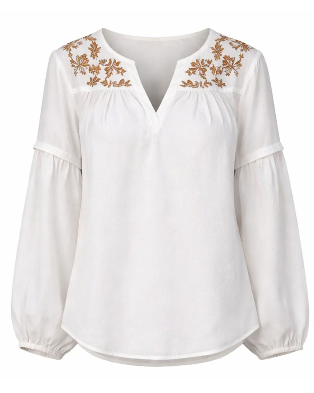 Broderad blus i bomull – Elegant & tidlös